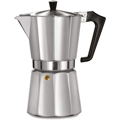 Cafetière Italienne Moka 9 Tasses - Aluminium Mat, Poignée Résistante