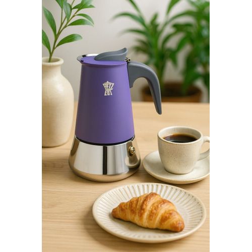 Cafetière Moka Inox 10 Tasses Steelexpress - Bleu Indigo Induction