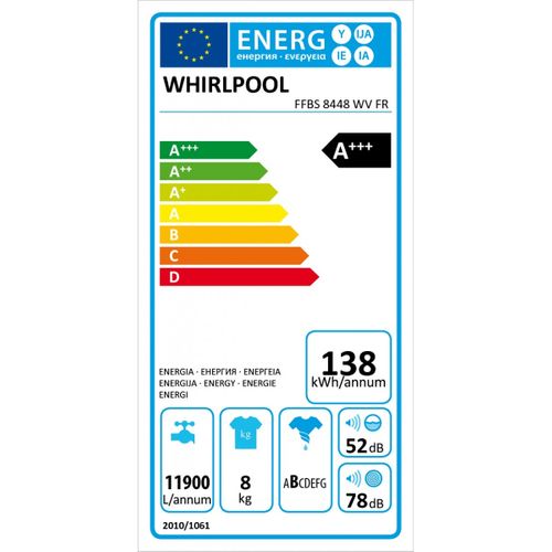 Lave-linge Frontal 60 cm 8kg 1400t Blanc - Ffbs8448wvfr