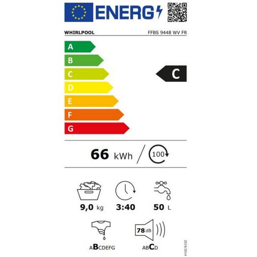 Lave-linge Frontal 60 cm 9kg 1400t Blanc - Ffbs9448wvfr
