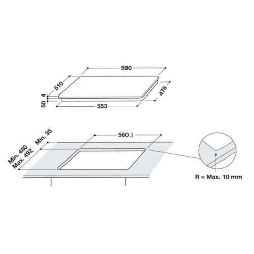 Table induction WHIRLPOOL WB B3760 BF 3 foyers