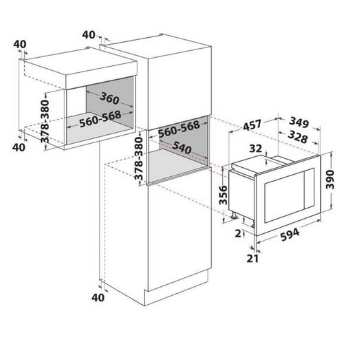 Micro-ondes Gril Encastrable 20l 800w Noir - Wmf200gnb