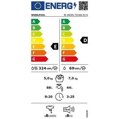 Lave-linge Séchant Intégrable 60 cm 7/5kg 1400 trs/mn E - Biwdwg751482eun