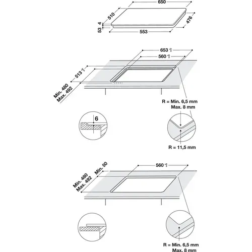 Plaque À Induction Encastrable Smo 658c/ne Noir 4 Foyers