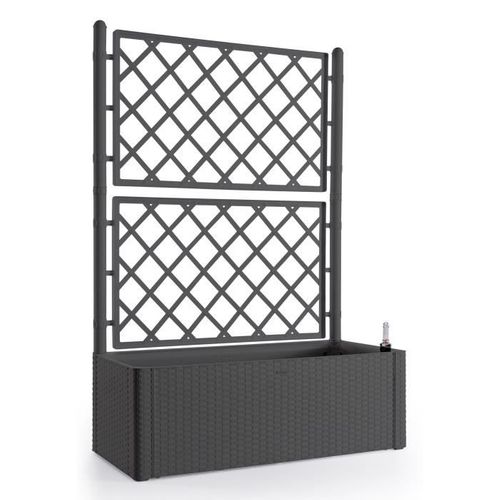 Bac à Fleurs Rectangulaire Natural Deluxe Avec Treillis - 100x43xh 142 Cm - 90 + 6,5 L - Anthracite
