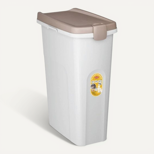 Conteneur à Croquettes 40 L Hermétique Avec Roulettes – Beige/blanc