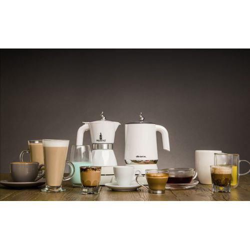 Cafetière Italienne Avec mousseur à Lait 500w Blanc - modèle 1344