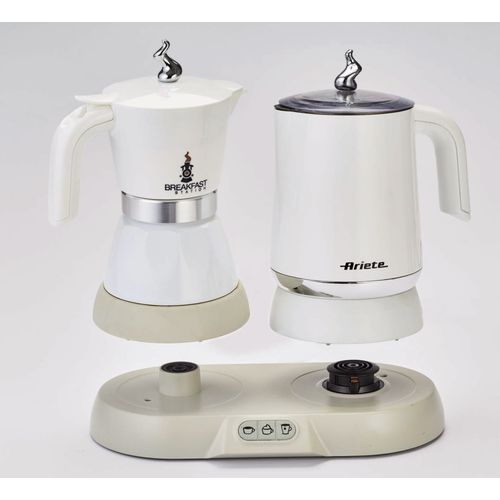 Cafetière Italienne Avec mousseur à Lait 500w Blanc - modèle 1344
