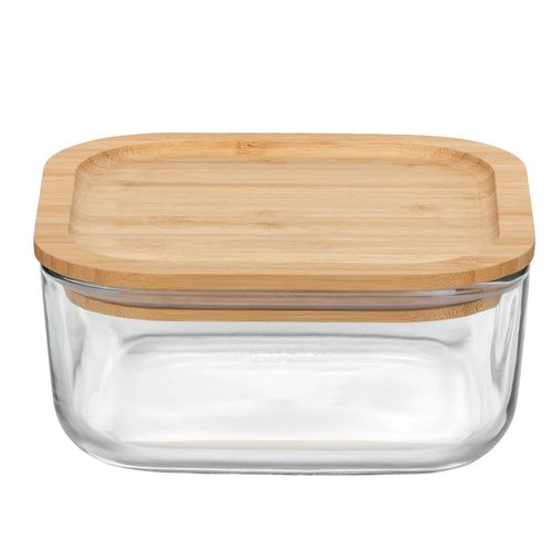 Boîte Avec Couvercle Frigoverre 15x15 Cm En Bambou En Verre