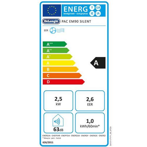 Climatiseur Mobile Monobloc 9800btu 2500 watts Blanc - Pinguino PAC EM90 Silent