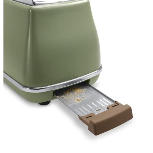 Grille Pain - Icona Vintage - 2 Tranches - 6 Positions - Vert Olive/chocolat