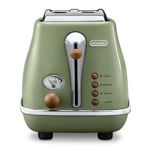 Grille Pain - Icona Vintage - 2 Tranches - 6 Positions - Vert Olive/chocolat
