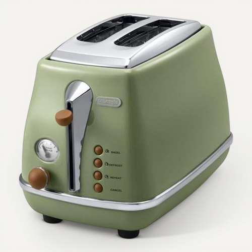 Grille Pain - Icona Vintage - 2 Tranches - 6 Positions - Vert Olive/chocolat