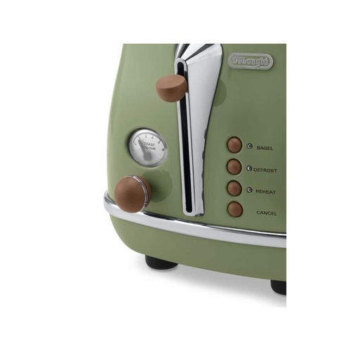 Grille Pain - Icona Vintage - 2 Tranches - 6 Positions - Vert Olive/chocolat