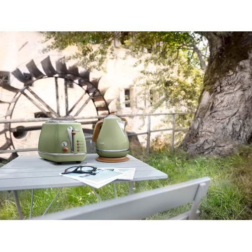 Grille Pain - Icona Vintage - 2 Tranches - 6 Positions - Vert Olive/chocolat
