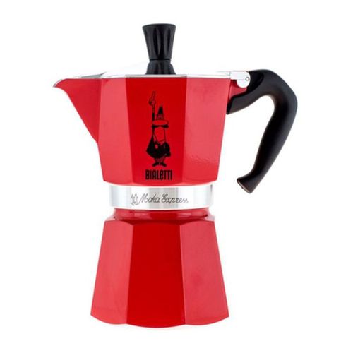 Cafetière Moka Express 6 Tasses - Aluminium Rouge, Poignée Bakélite
