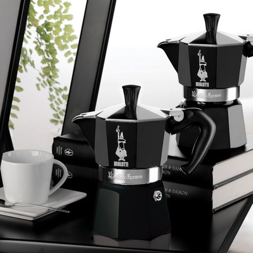 Cafetière Italienne La Mokina – Aluminium 1 Tasse (40 Ml) Noir, Poignée Ergonomique