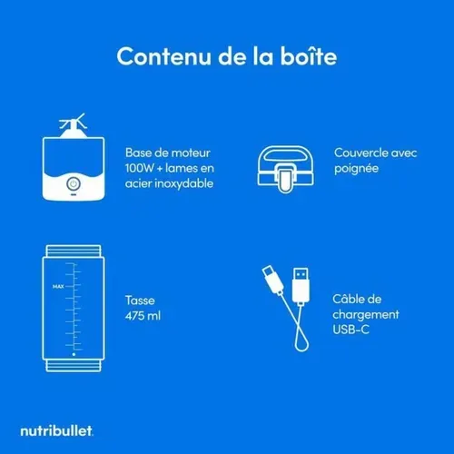 Nbp003bp Mixeur Portable 100w 475 Ml Rose - Nutribullet