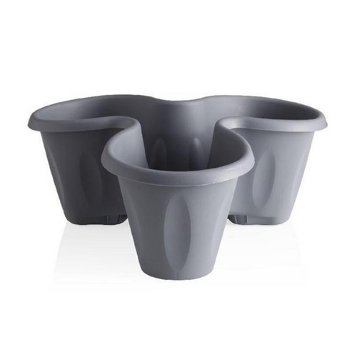 Pot De Fleurs "trifoglio" - Gris - D 40 X H 16 Cm
