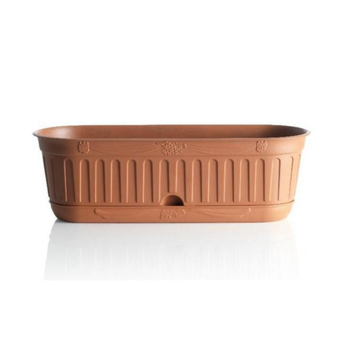 Jardinière Avec Soucoupe 'etika" En Plastique - D 38 Cm - Terracotta - 3l
