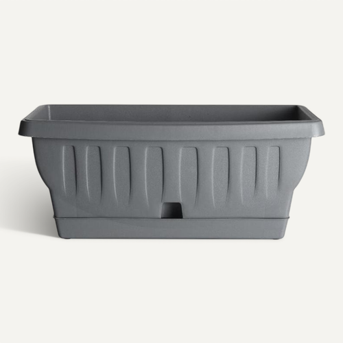 Jardinière Avec Soucoupe "natura" - Gris - 0,8l