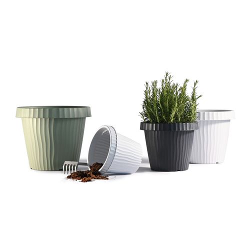 Pot De Fleurs "onda" En Plastique - Blanc - 16l