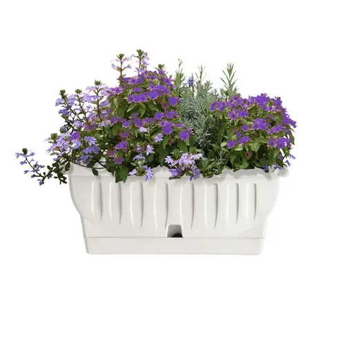 Jardinière Avec Soucoupe "natura" - Blanc - 3,5l