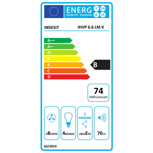 Hotte décorative murale 700 m3/h largeur 60 cm - LHVP66LMK