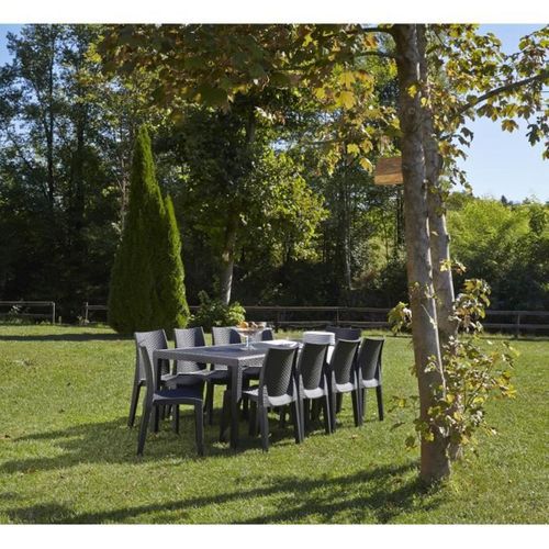 Table De Jardin Extensible Queen 150–220 X 90 X 72 Cm Anthracite Effet Rotin