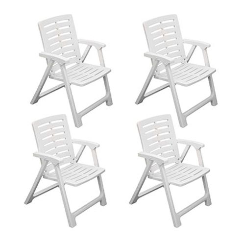 Lot De 4 Fauteuils De Jardin Pliants En Plastique Blanc