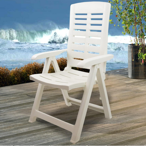 Lot De 4 Fauteuils De Jardin Pliants En Plastique Blanc