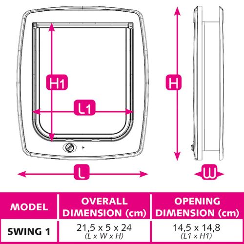 Chatière Manuelle Swing 1 - 2 Positions, Blanche, Ouverture 14,8 Cm