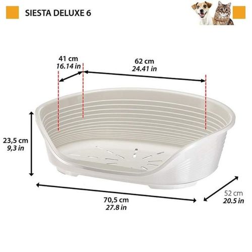 Siesta Deluxe - Lit Plastique Intérieur Anti-dérapant Taille 6 Noir 70,5×52×23,5 Cm
