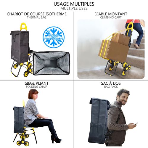 Chariot De Courses Pliable Avec Siege Jaune