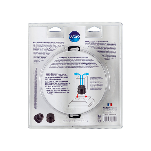 Unf001 Filtre De Hotte à Charbon Universel Adaptable Tous Modeles Diametre 153 Mm Autoextinguible