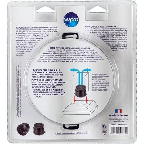 Unf001 Filtre De Hotte à Charbon Universel Adaptable Tous Modeles Diametre 153 Mm Autoextinguible