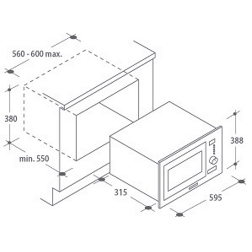 Micro-ondes Gril Encastrable 25l 900w Inox - Mic25gdfx