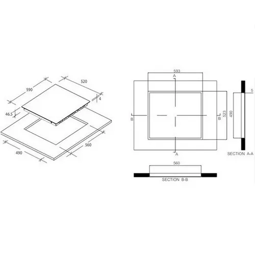 Plaque vitrocéramique 3 foyers - Ch63ct