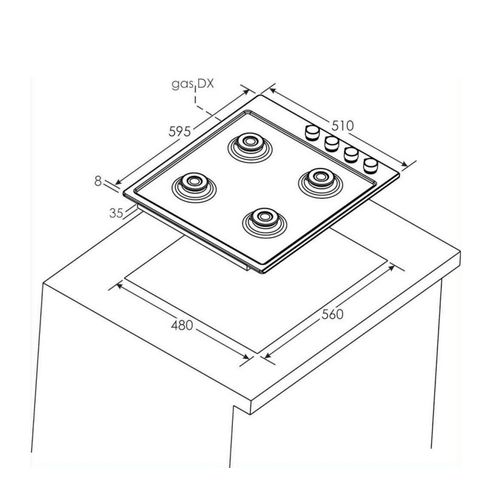 Table De Cuisson Gaz 60cm 4 Feux Noir - Chw6lbb