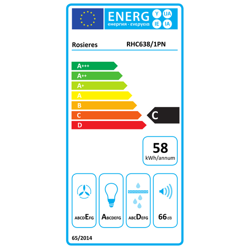 Hotte Visière 60 cm 348m3/h Noir - Rhc638/1pn