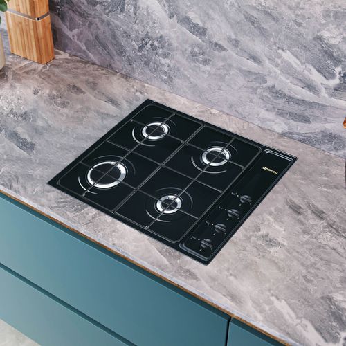 Table de cuisson gaz SMEG S64SN - 4 foyers - Noir