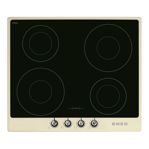 Table induction SMEG SI964PM 60 cm 4 foyers Crème vue de face