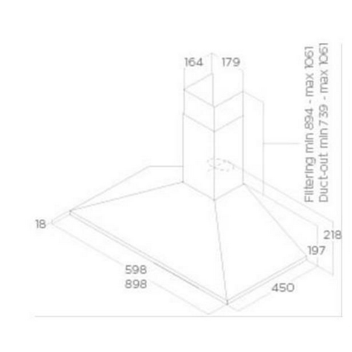 Hotte Décorative Murale 60cm 68db 395m3/h Inox Prf0091761b