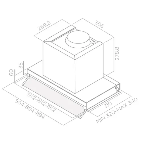 Groupe ELICA BOXIN LUX60 60cm inox vue détaillée