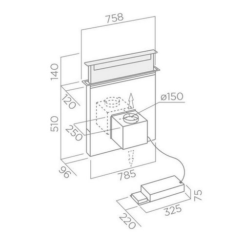 Hotte Plan De Travail 90cm 680m³/h Noir - Prf0120979