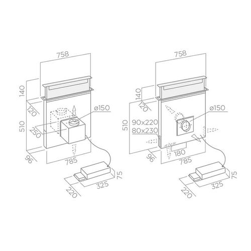 Hotte Plan De Travail 90cm 680m³/h Noir - Prf0120979