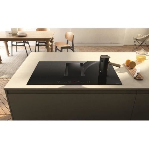 Table Induction 78 Cm Avec Hotte Centrale Intégrée, 4 Foyers, 7400 W