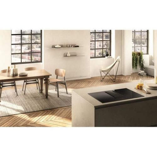 Table Induction 78 Cm Avec Hotte Centrale Intégrée, 4 Foyers, 7400 W