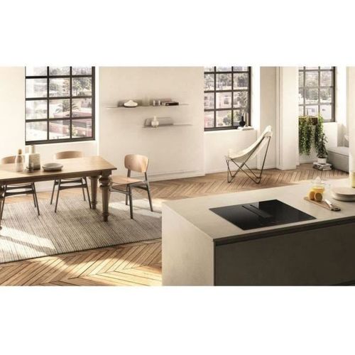 Table De Cuisson Induction 60 Cm Avec Hotte Intégrée, 4 Foyers, Verre Noir