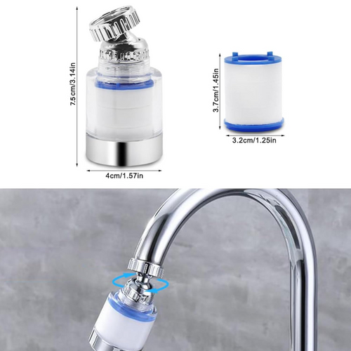 3 Pièces Filtre Robinet Anti Calcaire Rotatif À 360°, Transparent, Avec 6 Éléments Filtrants En Coton Pp, Filtre Robinet Pour Maison, Cuisine, Salle De Bain, L'Évier